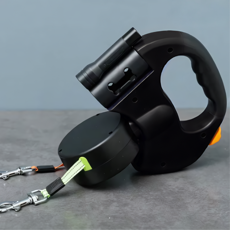 DualDog™ — Samonavíjecí 360° rotační vodítko pro dva psy